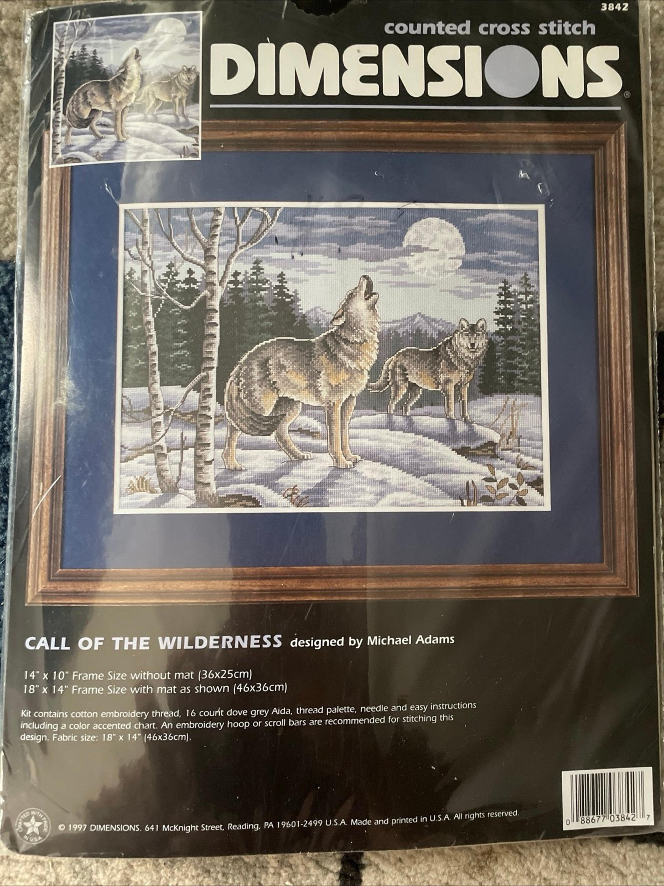 DIMENSIONS Wolves 1997 Call of the Wilderness Counted Cross Stitch Kit #3842 VTG