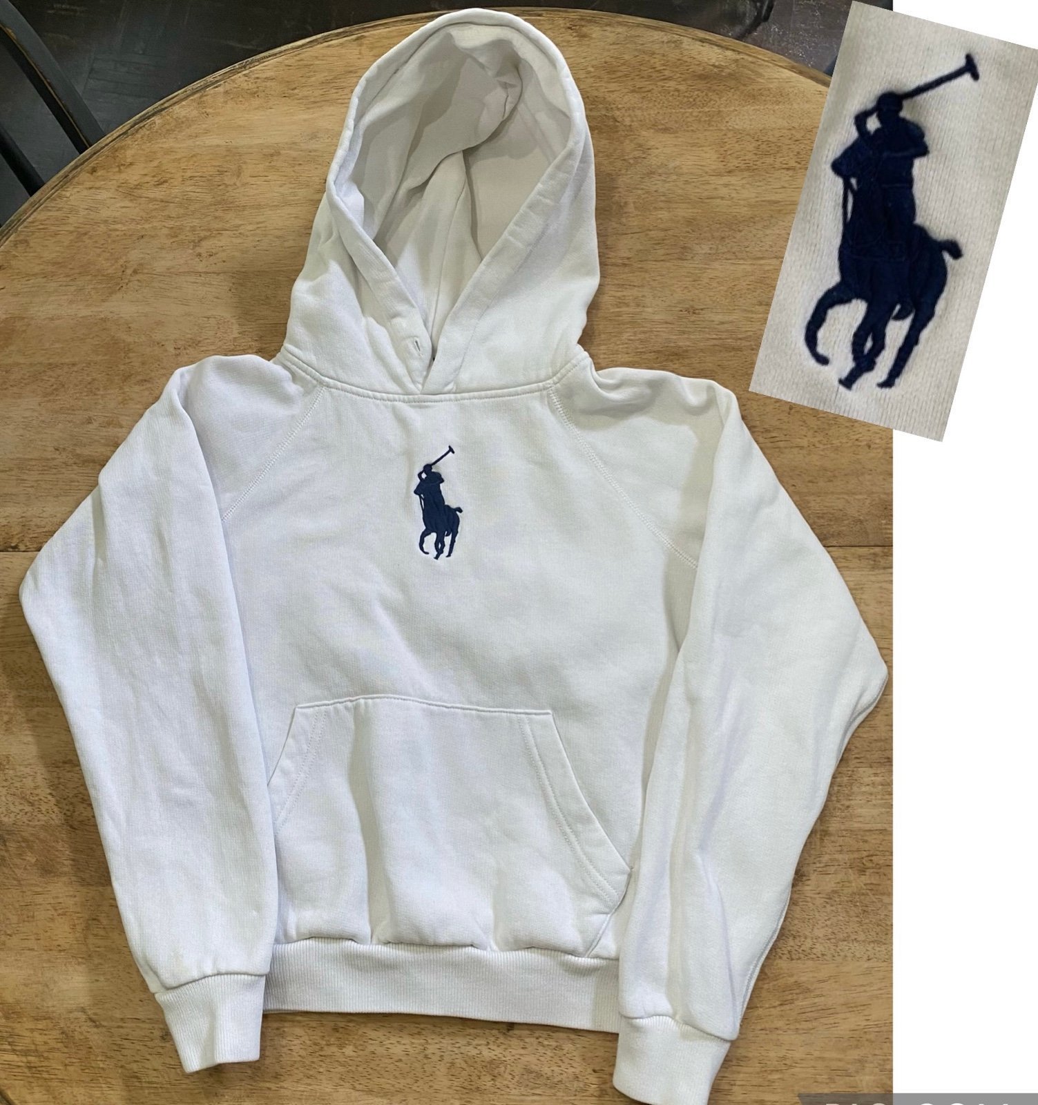 Polo by Ralph Lauren Kid’s Size Small White Cotton Blend Big Pony Hoodie