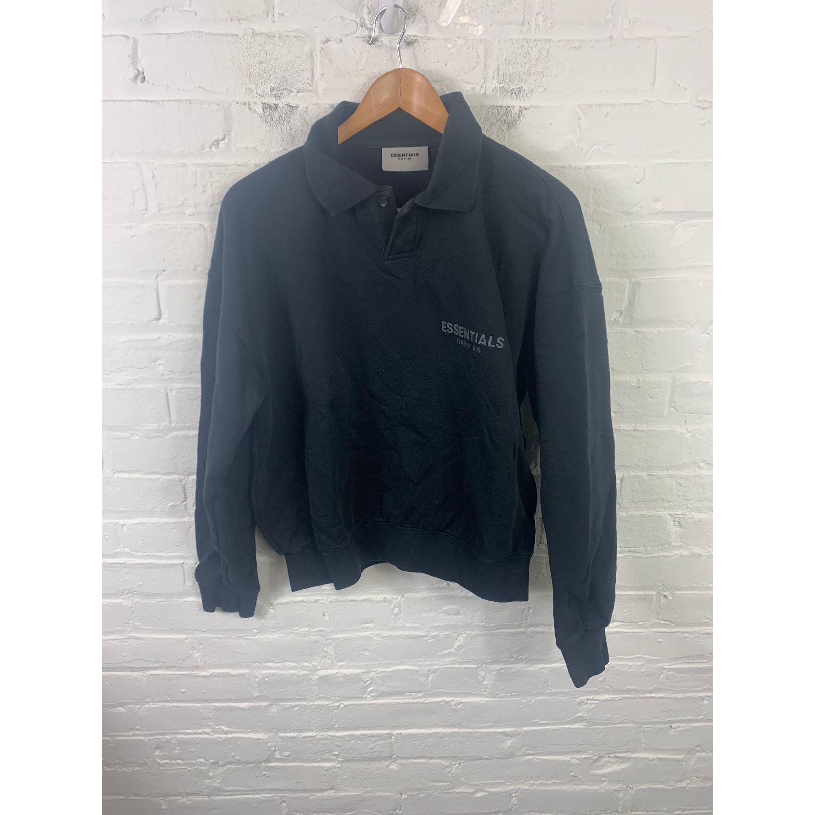 Fear of God Essentials Women's Rugby Sweatshirts Long Sleeve Black Size XS