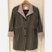 Women's Single Breasted Patterned Mid Length Cotton Blend Beige Black Coat