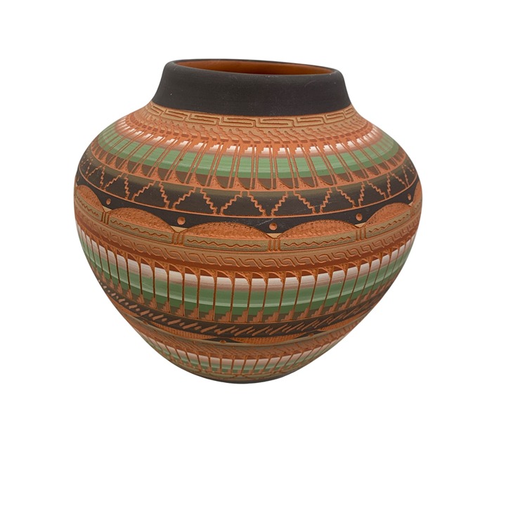 VTG Handcrafted Native American Pottery Vase Billy Dennison Navajo 96 8486