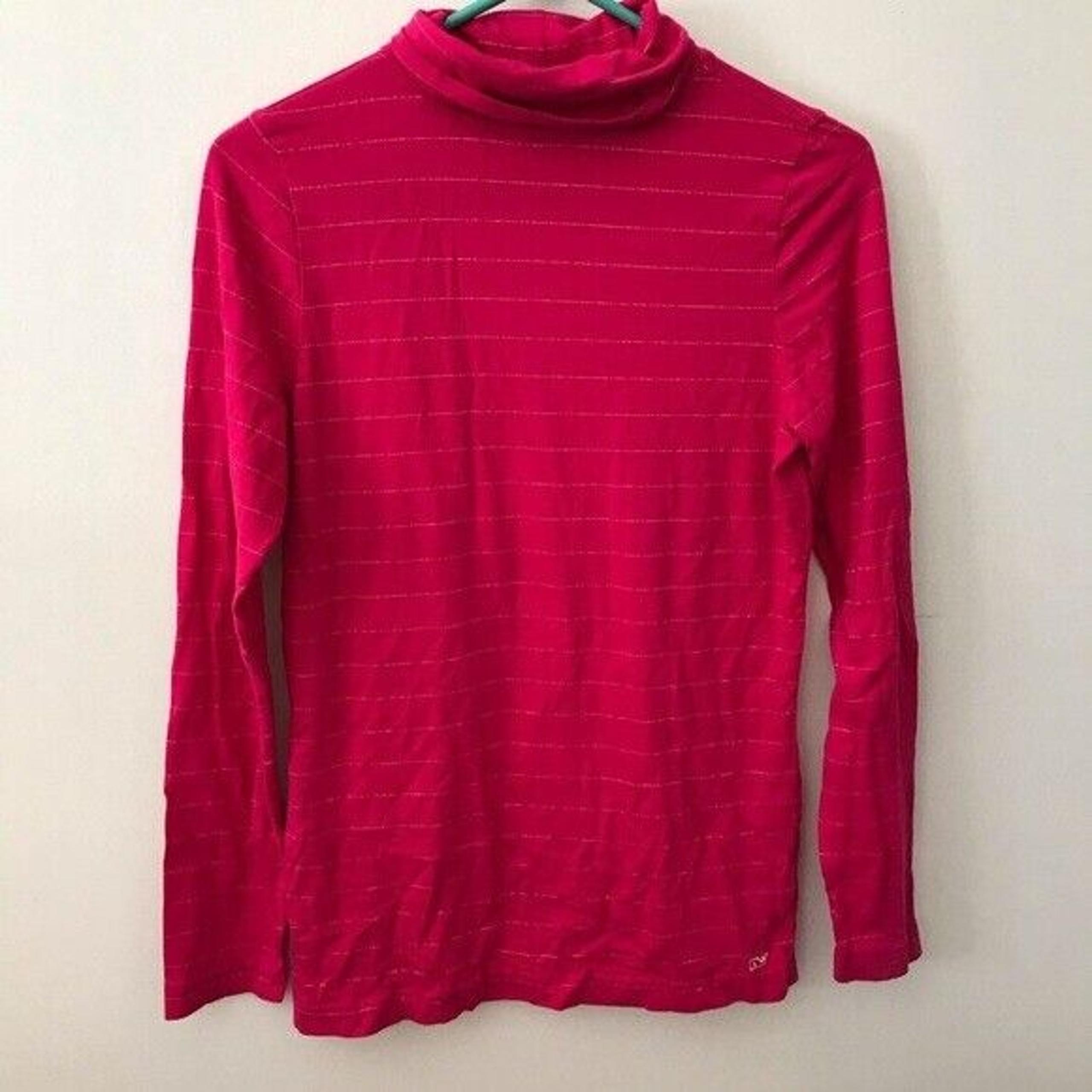 Vineyard Vines Pink Stripe Turtleneck Long Sleeve Womens Size Small
