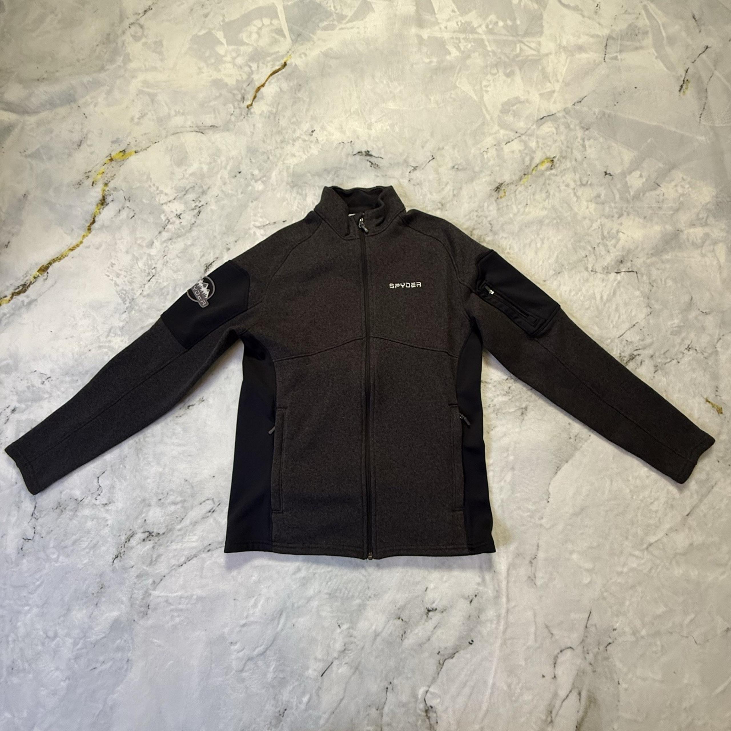 Spyder District Jacket Mens Size M Black Gray Constant Full Zip Coat Top Fleece