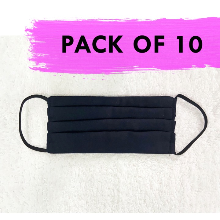 Washable Black 100% Cotton Face Mask Set