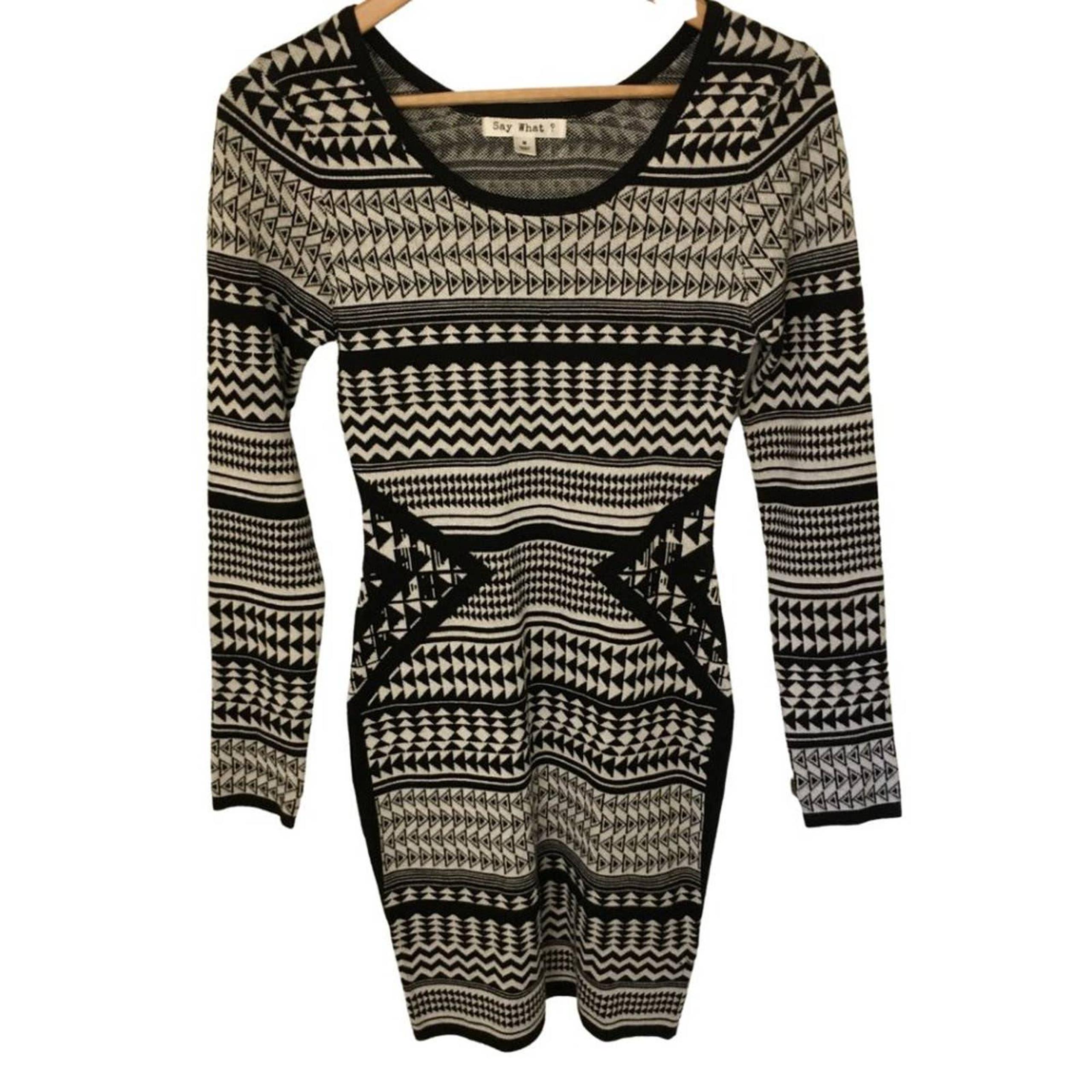Say What? Knit Women’s Long Sleeve Dress, Size M
