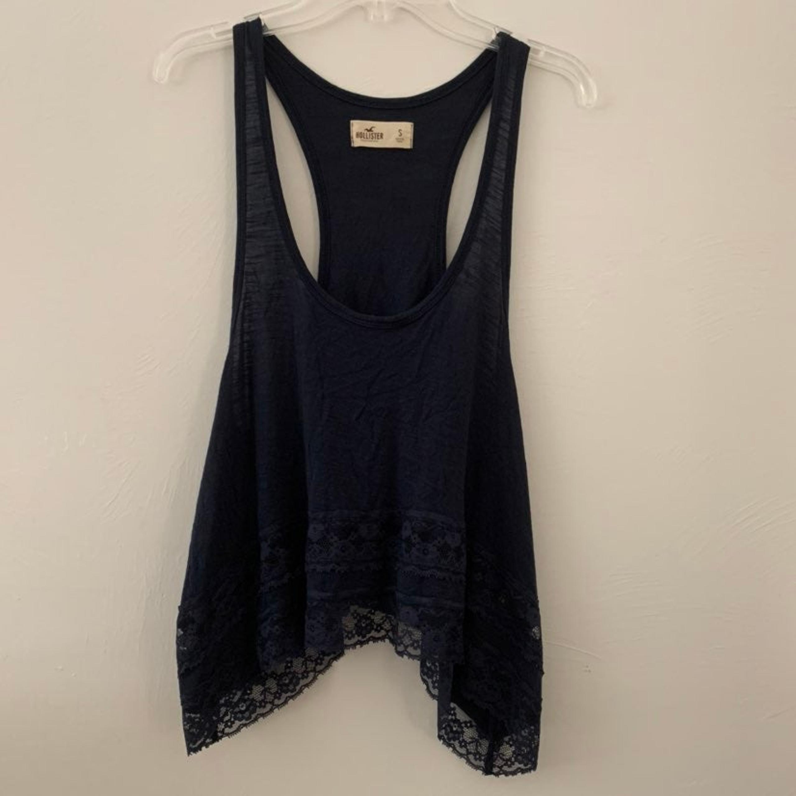 Navy Blue Hollister Cropped Tank Top