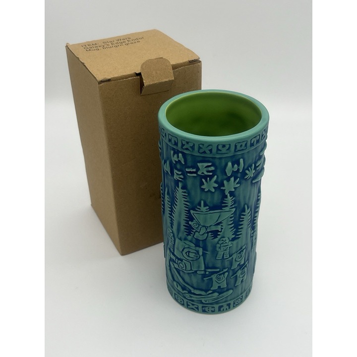 Disney Star Wars Galaxy's Edge Endor Tiki Mug Oga's Cantina Yub Nub Green Blue