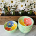 Bob Mackie•(4) Ceramic Soup/Cereal Bowls•HAND-PAINTED•Green Stripes and Flowers