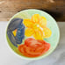 Bob Mackie•(4) Ceramic Soup/Cereal Bowls•HAND-PAINTED•Green Stripes and Flowers