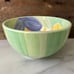 Bob Mackie•(4) Ceramic Soup/Cereal Bowls•HAND-PAINTED•Green Stripes and Flowers
