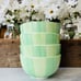 Bob Mackie•(4) Ceramic Soup/Cereal Bowls•HAND-PAINTED•Green Stripes and Flowers
