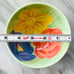 Bob Mackie•(4) Ceramic Soup/Cereal Bowls•HAND-PAINTED•Green Stripes and Flowers