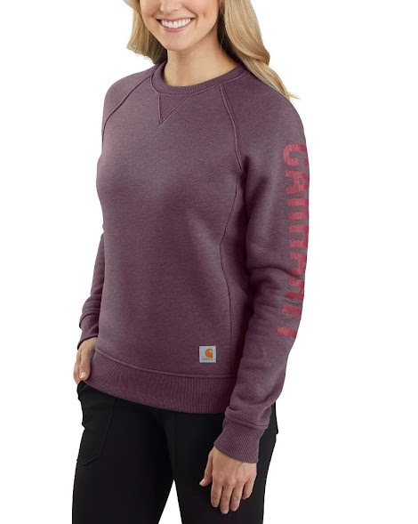 Carhartt Women Large Relaxed Fit Purple Midweight Crew Neck Logo Sweatshirt