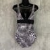 TOMMY BAHAMA Black White Island Sculpt V-Neck Faux Wrap One-Piece Bathing Suit