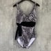 TOMMY BAHAMA Black White Island Sculpt V-Neck Faux Wrap One-Piece Bathing Suit