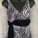 TOMMY BAHAMA Black White Island Sculpt V-Neck Faux Wrap One-Piece Bathing Suit