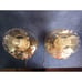 Pair Of Vintage Accurate Casting Co Amber Smoke Glass Floral Hurricane Lamps
