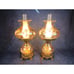Pair Of Vintage Accurate Casting Co Amber Smoke Glass Floral Hurricane Lamps