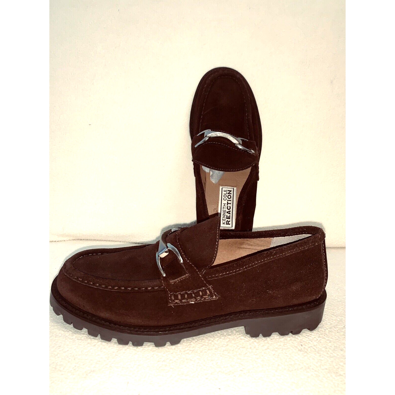 Sz 8.5D Kenneth Cole Reaction Brown Suede Bit Moc Toe Loafers Shoes Mens Unworn