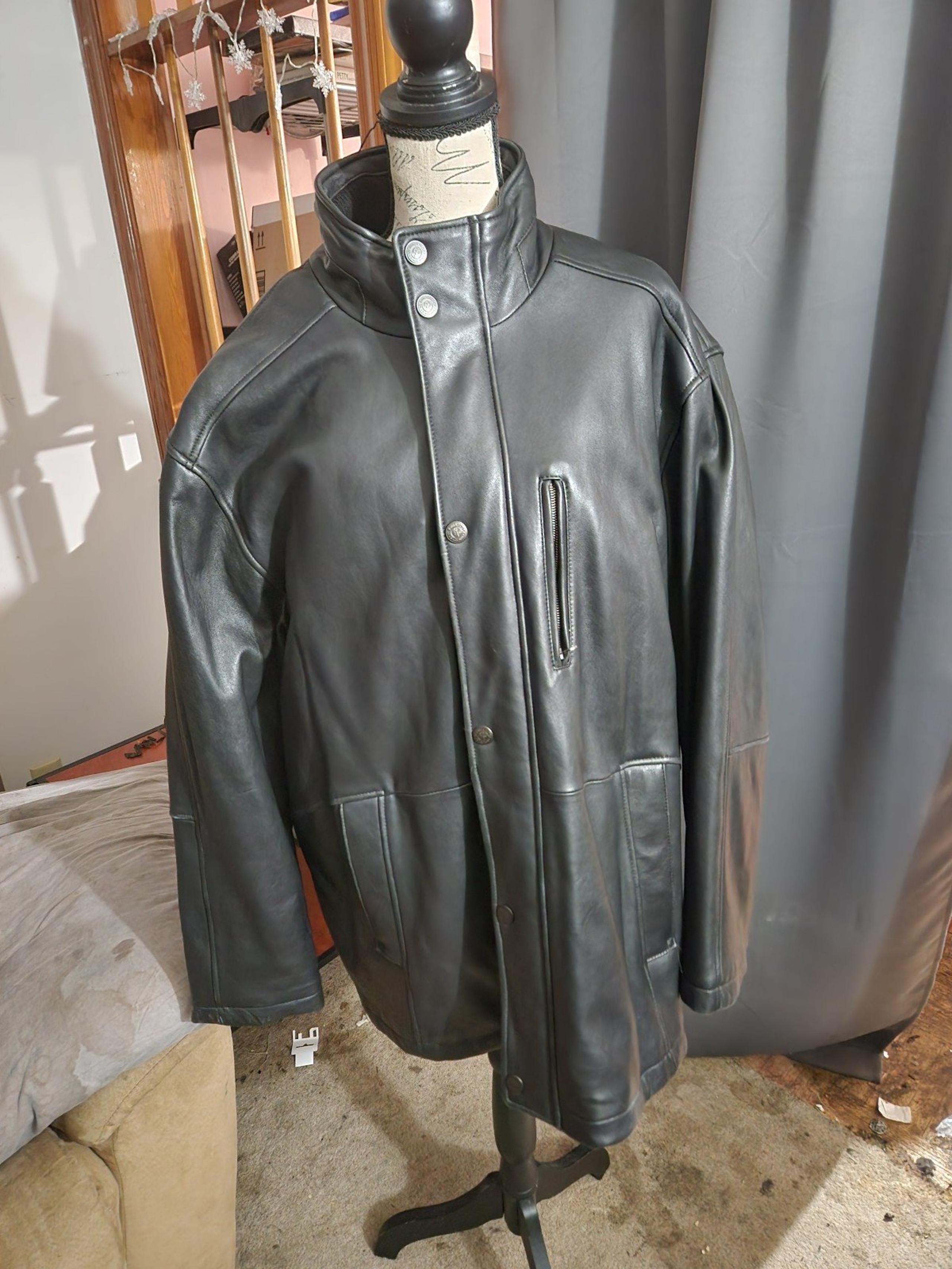 Weatherproof Men's Black Soft Leather Jacket with Liner Size 2XL