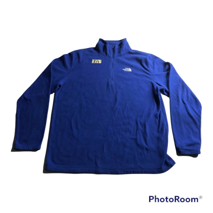 The North Face Mens Size Large Blue Long Sleeve Fleece 1/4 Zip Sweater Pullover