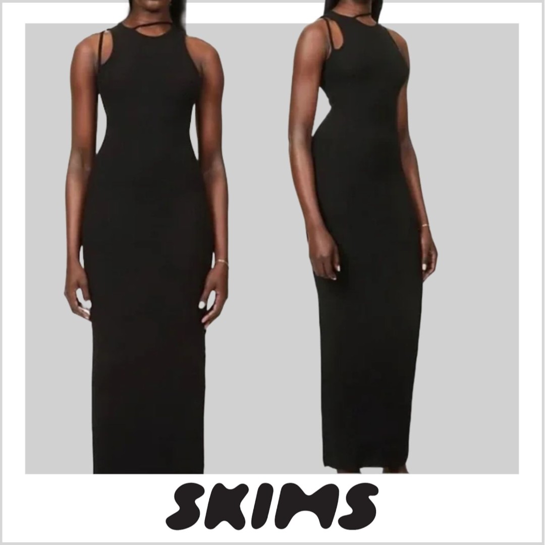 Women's Skims Soft Lounge Cut Out Maxi Dress | Black | Sz: S