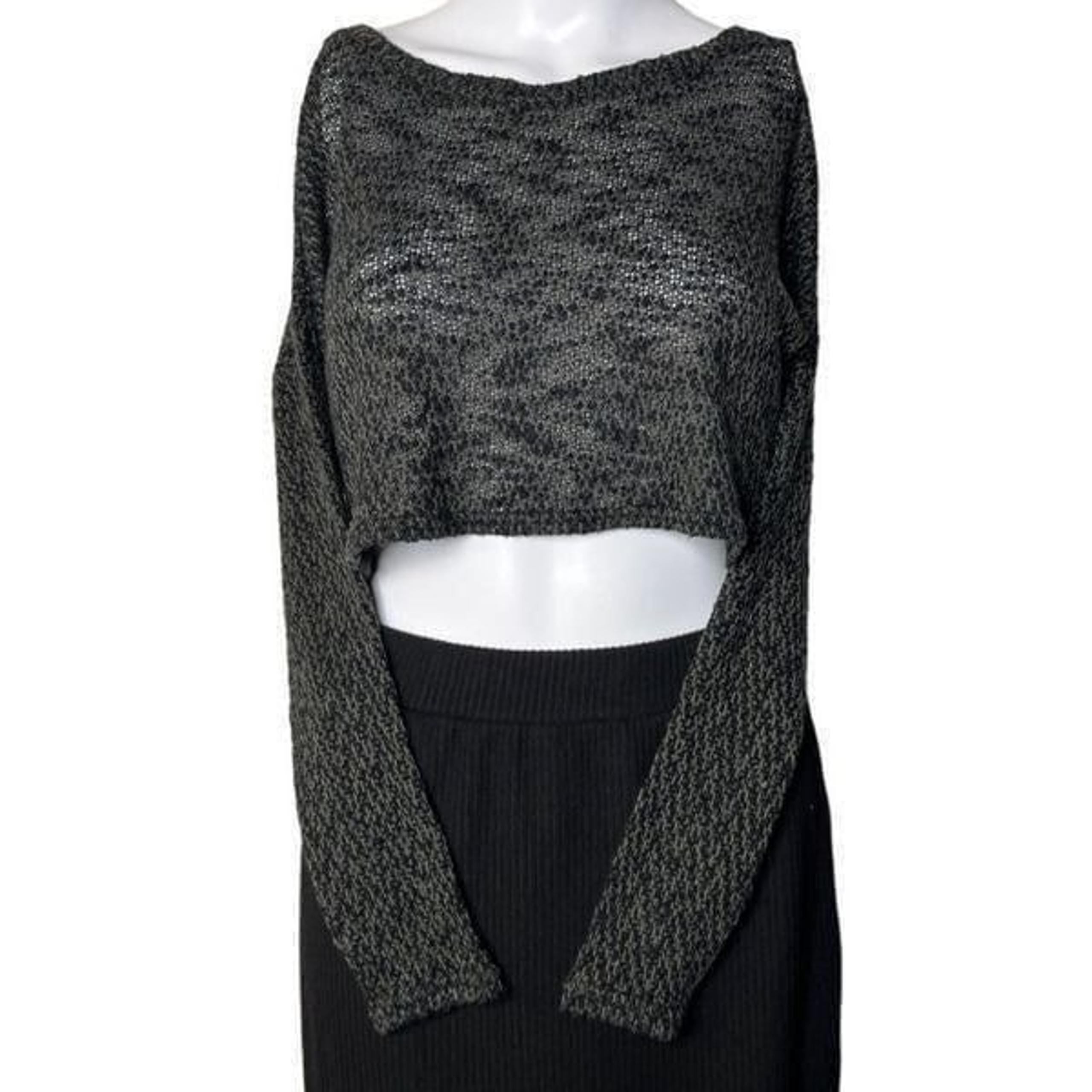 One Clothing Sheer Knit Cropped Sweater Grey Size XS