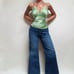 Y2K Vintage BEBE Lime Green Bias Cut Silk Chiffon Trim Surplice Halter Top M
