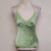 Y2K Vintage BEBE Lime Green Bias Cut Silk Chiffon Trim Surplice Halter Top M