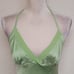 Y2K Vintage BEBE Lime Green Bias Cut Silk Chiffon Trim Surplice Halter Top M