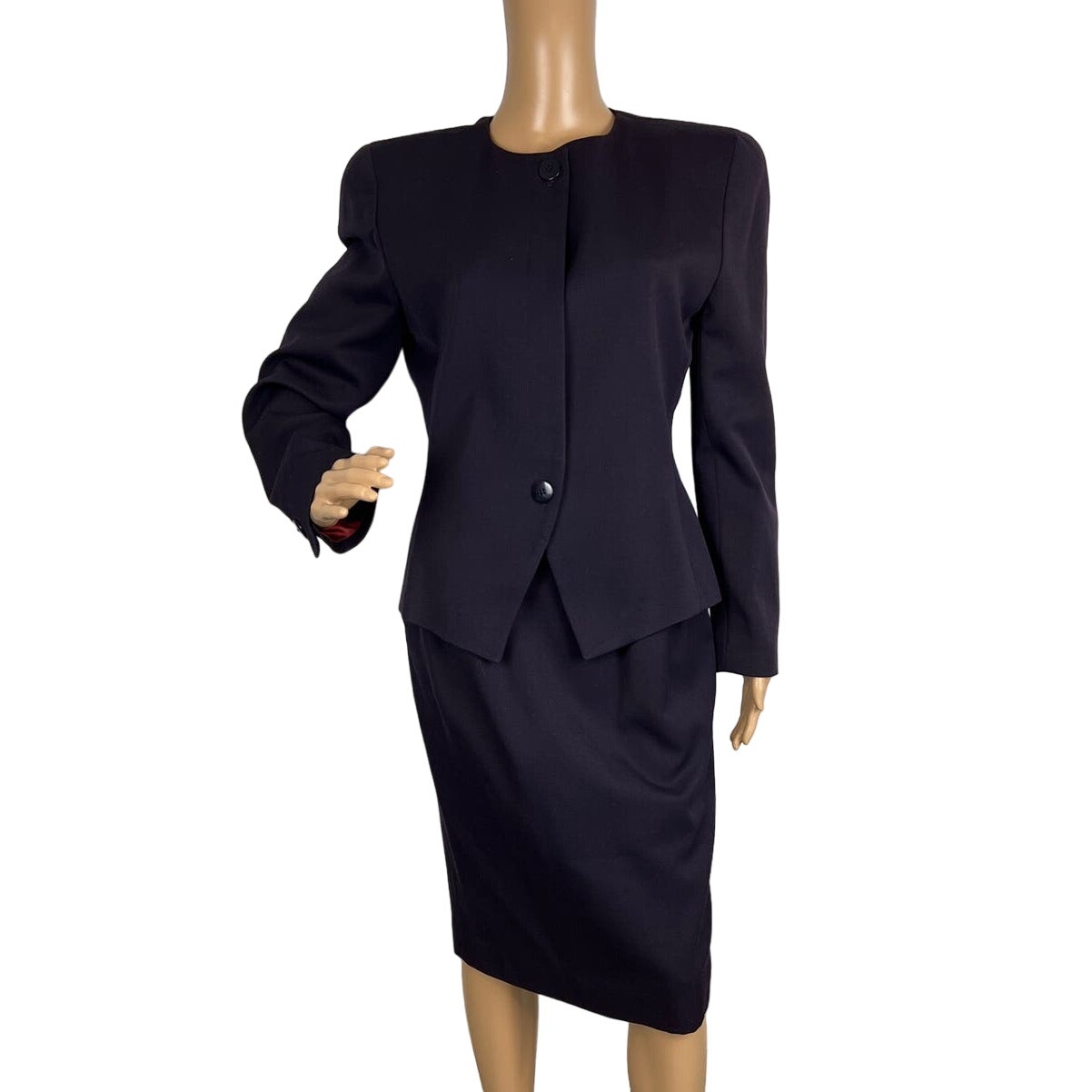 Vintage 80's Christian Dior Wool Suit Jacket & Skirt Purple Size 8 The Suit