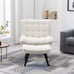 modern soft teddy fabric material accent chair with ottoman in white
