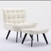 modern soft teddy fabric material accent chair with ottoman in white