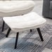 modern soft teddy fabric material accent chair with ottoman in white