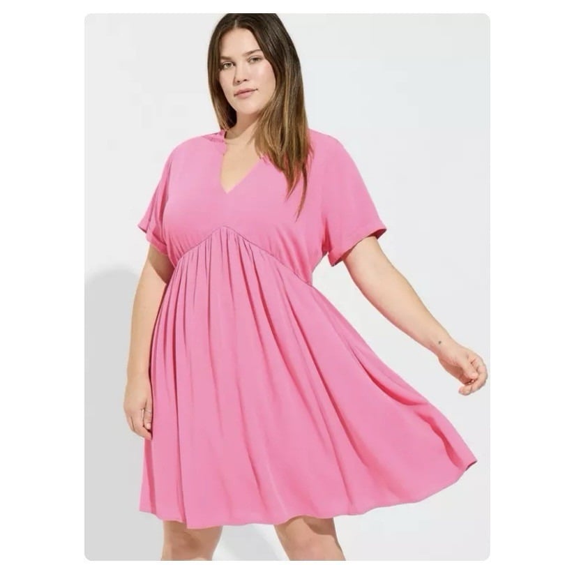Torrid Pink Mini Washable Gauze Flutter Sleeve Tunic Dress Size 4X Pockets