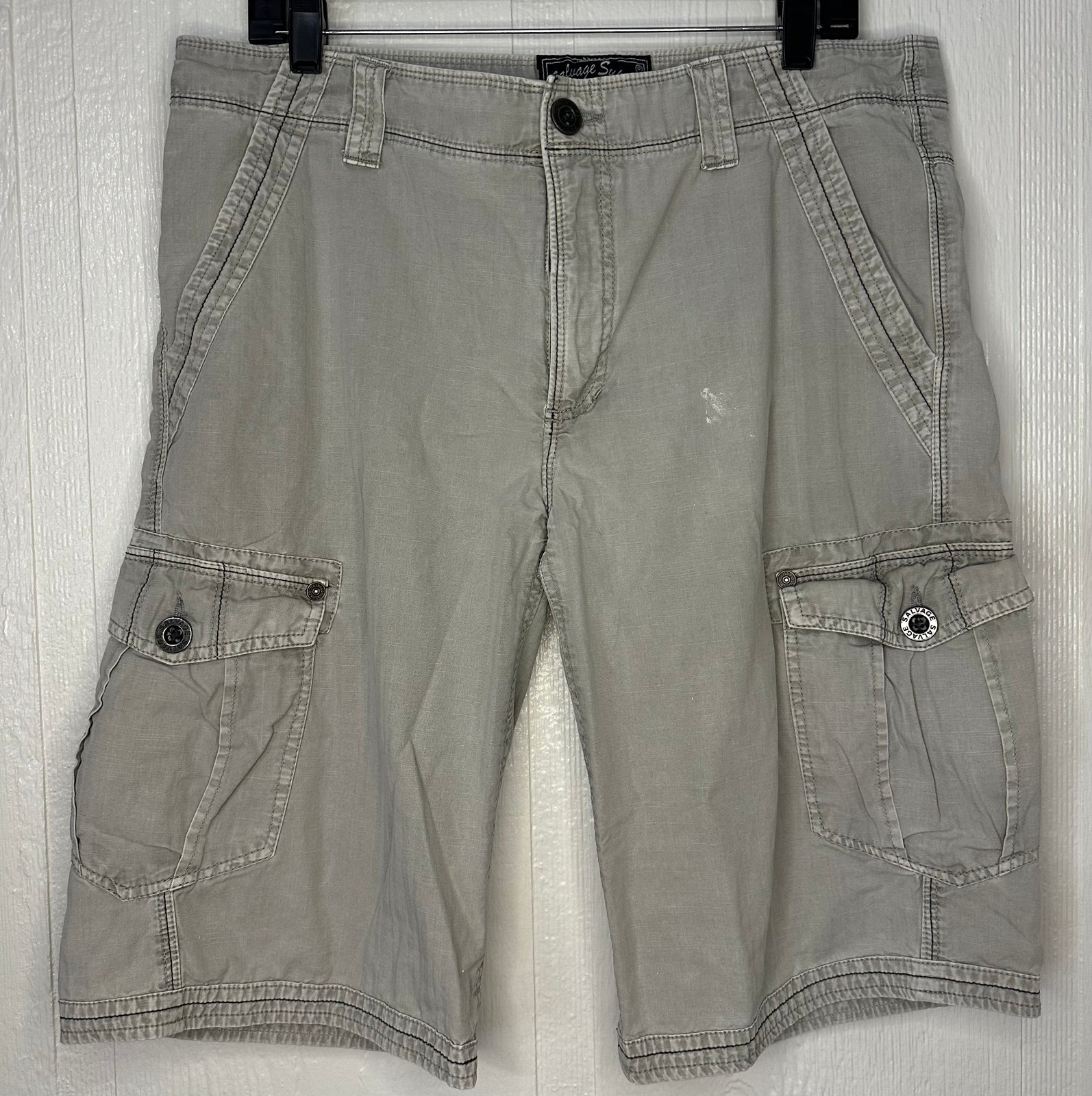 Salvage Supply Company Superior Fit & Quality Mens Jean Cargo Shorts Light Gray