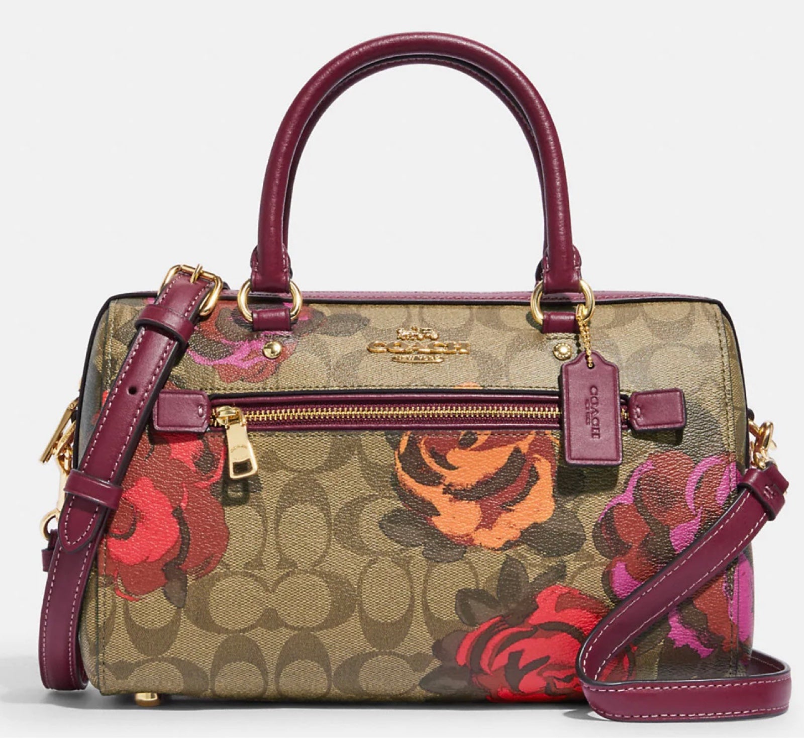 NWT Coach Rowan Satchel In Signature Canvas With Jumbo Floral Print