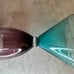 VTG Hourglass Decor Dual Sided Drinking Glass Purple Teal Glass Unique Accent
