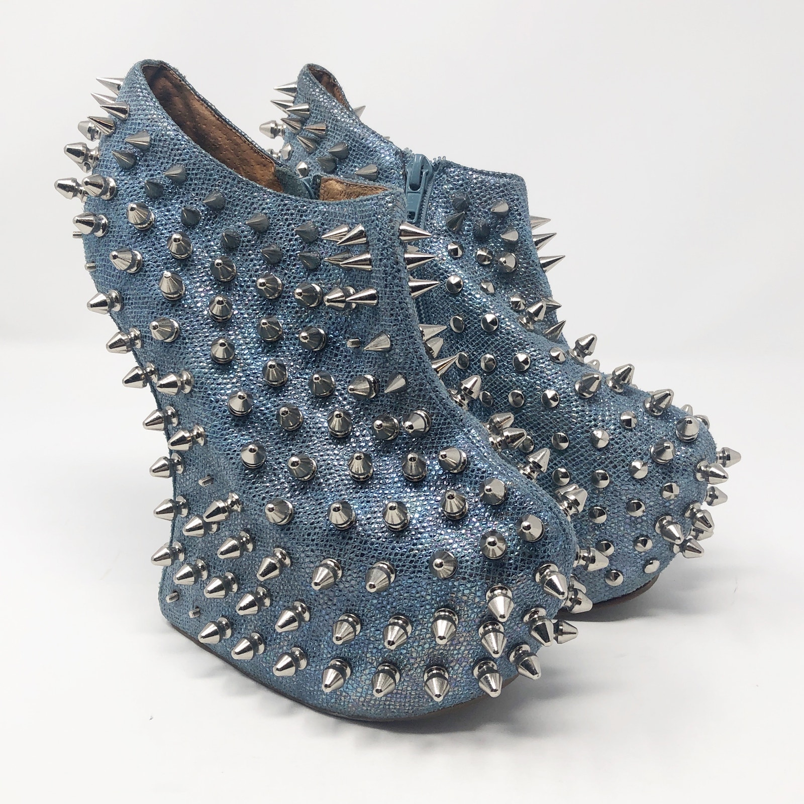 Jeffrey Campbell Havana Prickly Studded Blue Wedges Size 5