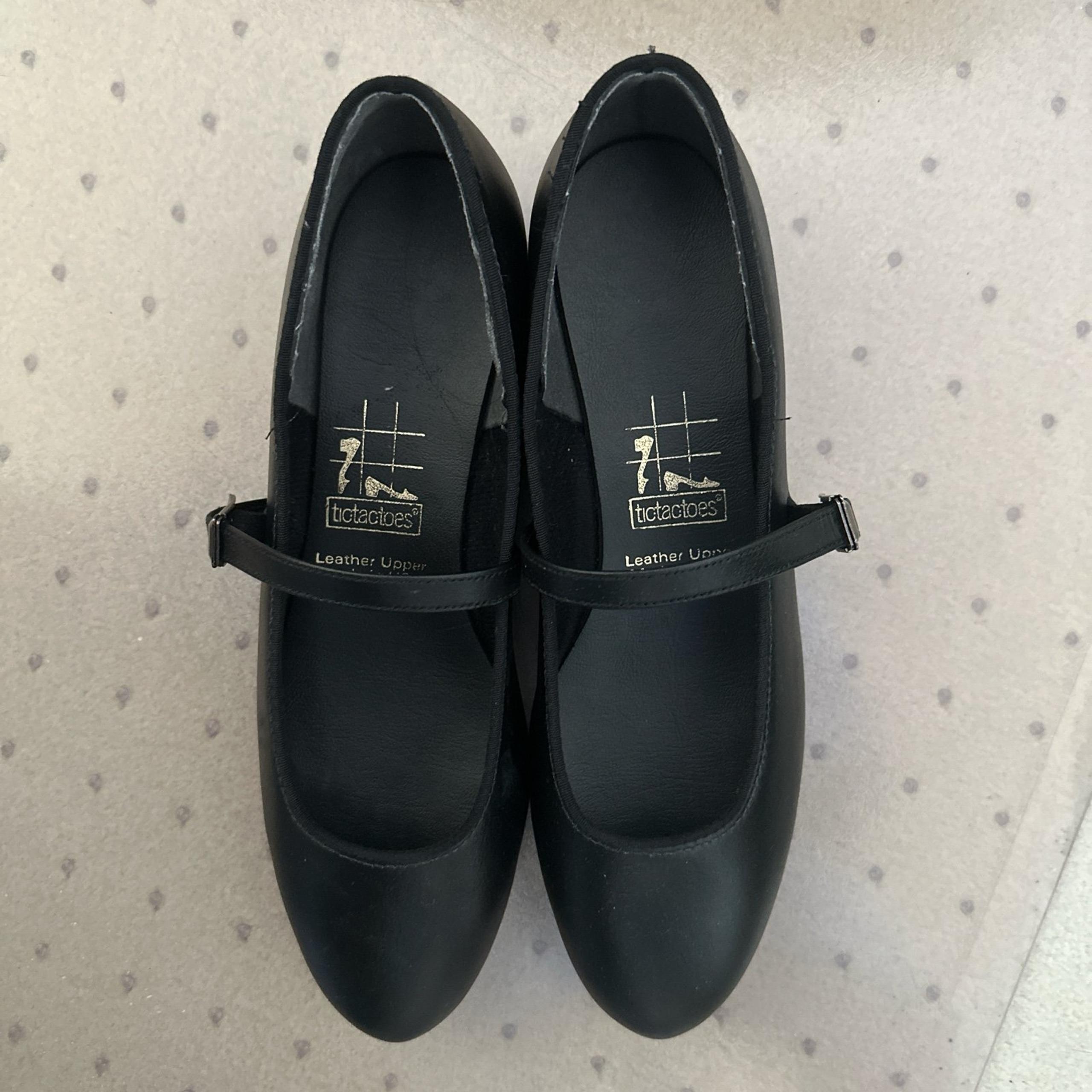 TicTacToes black leather Mary Jane dance shoes