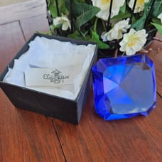 Oleg Cassini Signed Diamond Crystal Paperweight