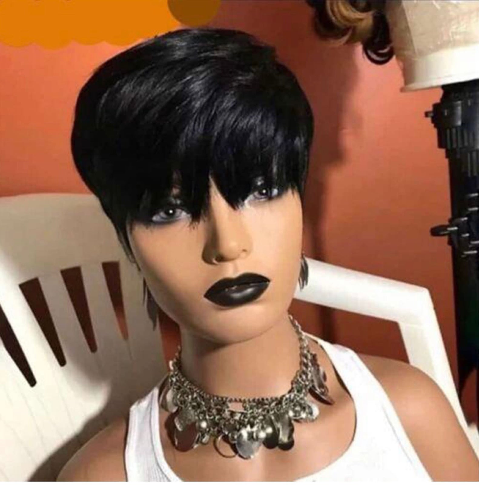 Short bob human hair wig short straight pixie cut human hair wig with bangs