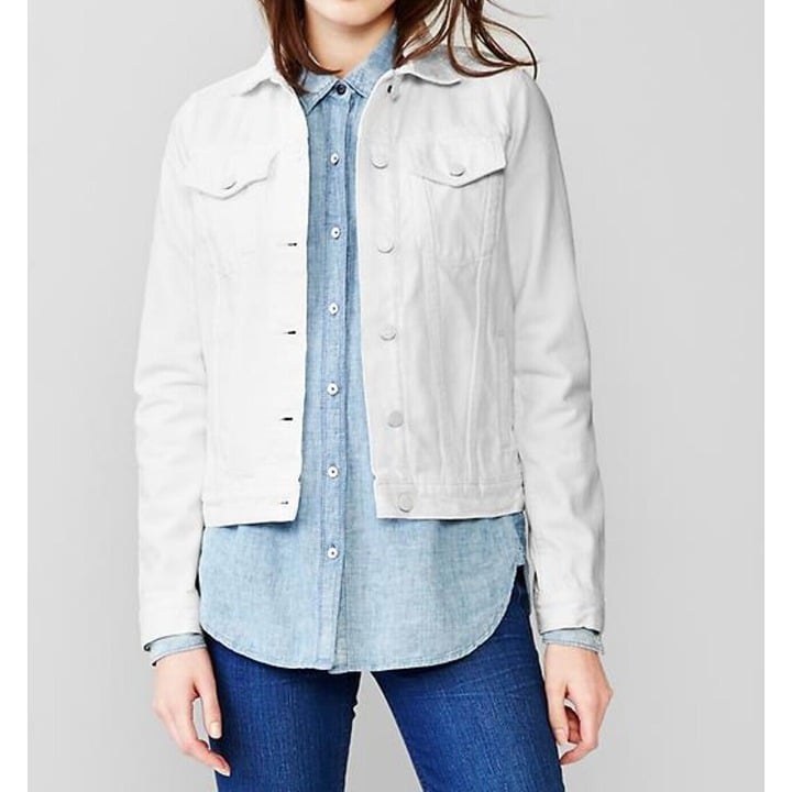GAP 1969 100% Cotton Denim Jean Jacket, White (off-white), Women's Medium