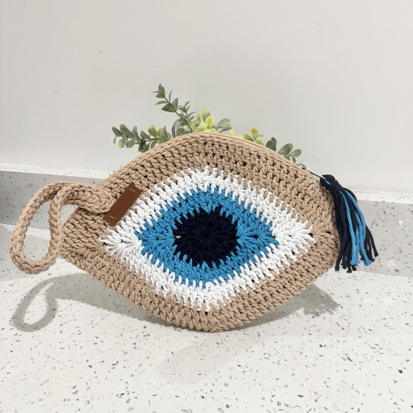 Handmade Evil Eye Crochet Wristlet Bag Boho VH