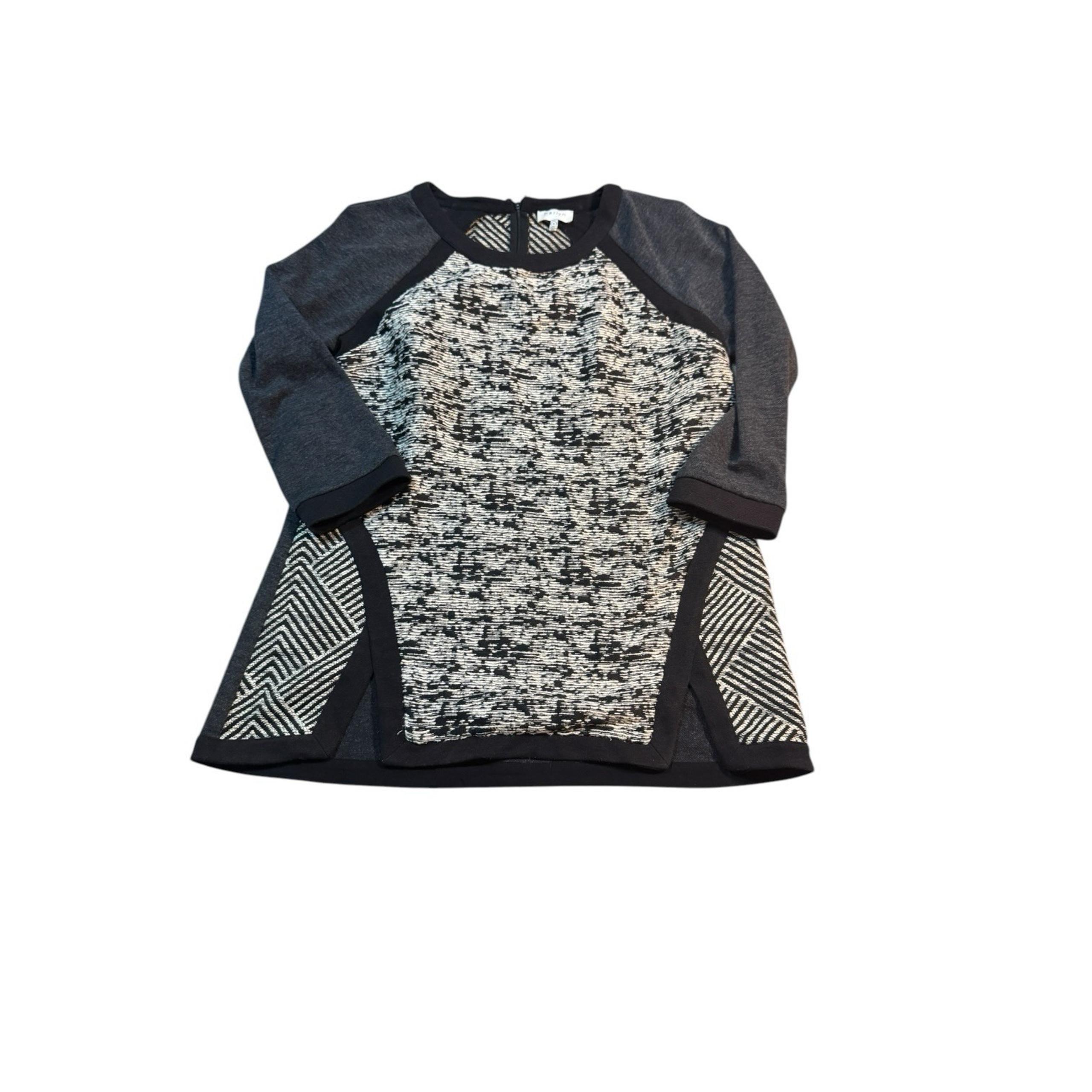 Anthropologie Harlyn Adelaide XL Grey Pullover Tunic Colorblock Sweater