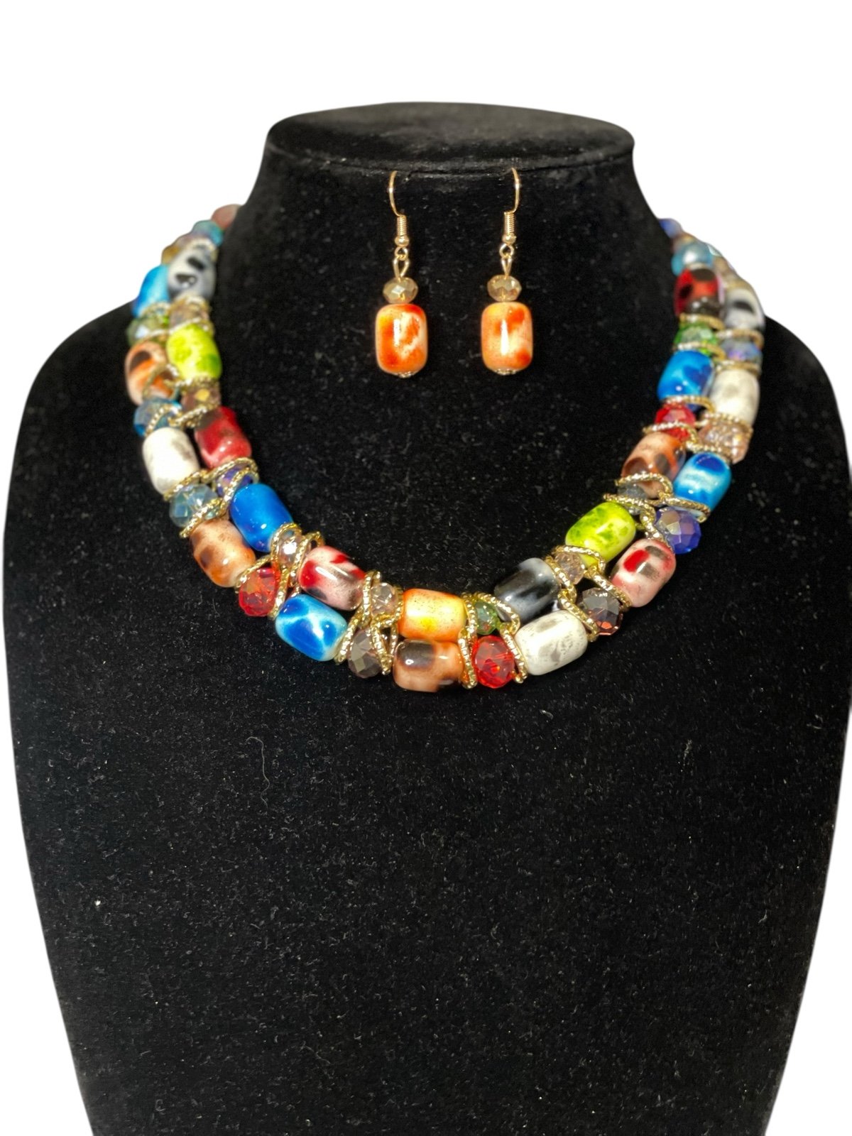 Colorful beaded Necklace and Earrings set