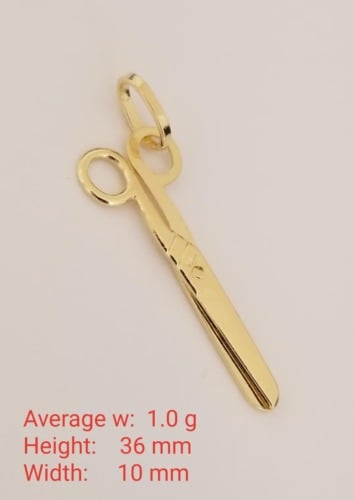 14K Real Solid Yellow Gold Scissors tijeras Charm Necklace Pendant