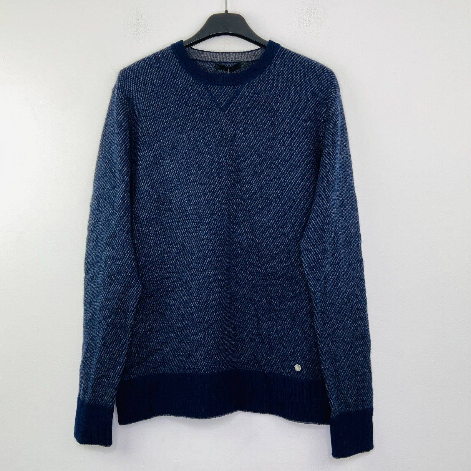 Raffi Men's Medium Sweater Blue Gray Twill Knit Crew Neck Pullover NWT AU8