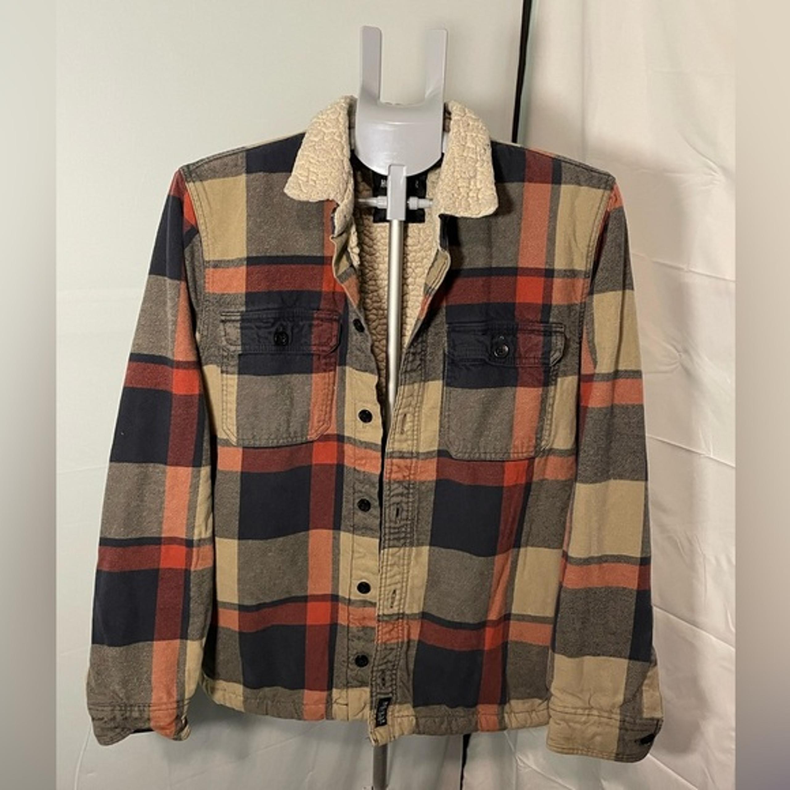 Hollister Mens Plaid fleece Stretch Long Sleeves Button Front jacket Size M