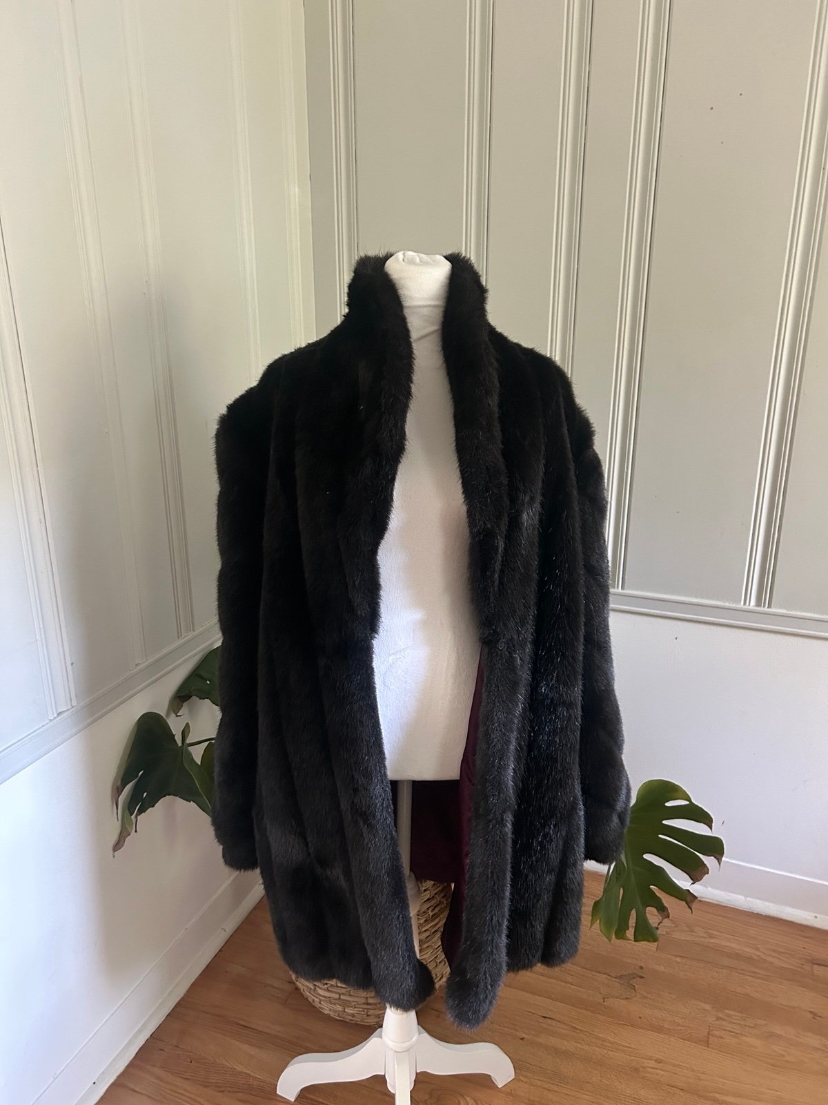 Mid length faux fur coat